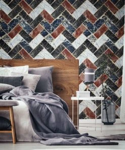 Mind The Gap Wallpaper & Paint Herringbone Wallpaper