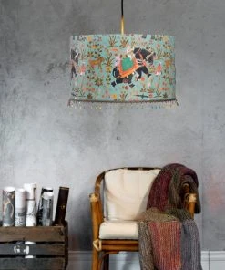 Mind The Gap Drum Lampshades Hindustan Aquamarine Lamp Shades