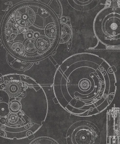 Mind The Gap Horlogerie Anthracite Wallpaper