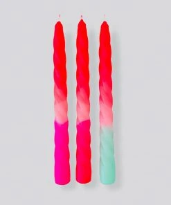 Pink Stories Neon Twisted Candles Ice Cream Pink - Set Of 3