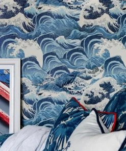 Mind The Gap Sea Waves, Neutral Wallpaper