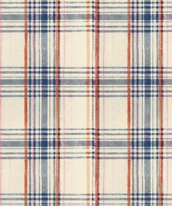 Mind The Gap Seaport Plaid, Cream Wallpaper