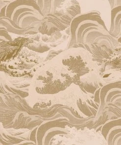 Mind The Gap Blue Skies Ahead Sea Waves, Taupe Wallpaper