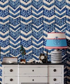 Mind The Gap Blue Skies Ahead Turkish Ikat, Tangerine Wallpaper