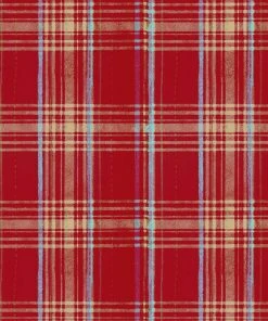 Mind The Gap Blue Skies Ahead Seaport Plaid, Red Wallpaper