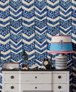 Mind The Gap Blue Skies Ahead Turkish Ikat, Indigo Wallpaper