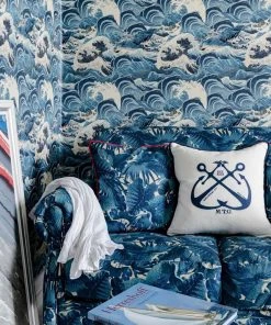 Mind The Gap Blue Skies Ahead Sea Waves, Taupe Wallpaper