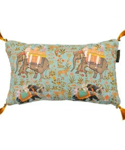 Mind The Gap Indigena Hindustan Aquamarine Linen Cushion Small