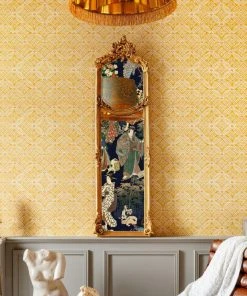 Mind The Gap Kalamkari, Citrus Yellow Wallpaper Blue Skies Ahead