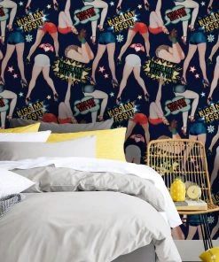 Mind The Gap Kiss My Ass Indigo Wallpaper - Retro Comic Themed Wallpaper for Home Decor 7 Mind The Gap Kiss My Ass Indigo Wallpaper