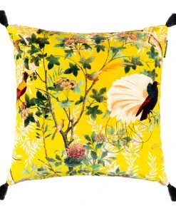 Mind The Gap Les Jardins Royaux The Royal Garden Yellow Velvet Cushion