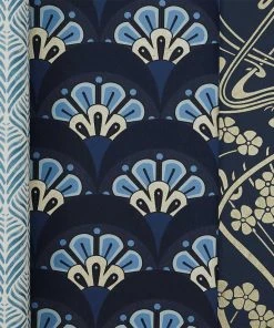Liberty Fabrics Lanthe Mono Wallpaper in Lapis - Floral Block Print Wallpaper for Home Decor 11 Liberty Fabrics Lanthe Mono Wallpaper In Lapis New