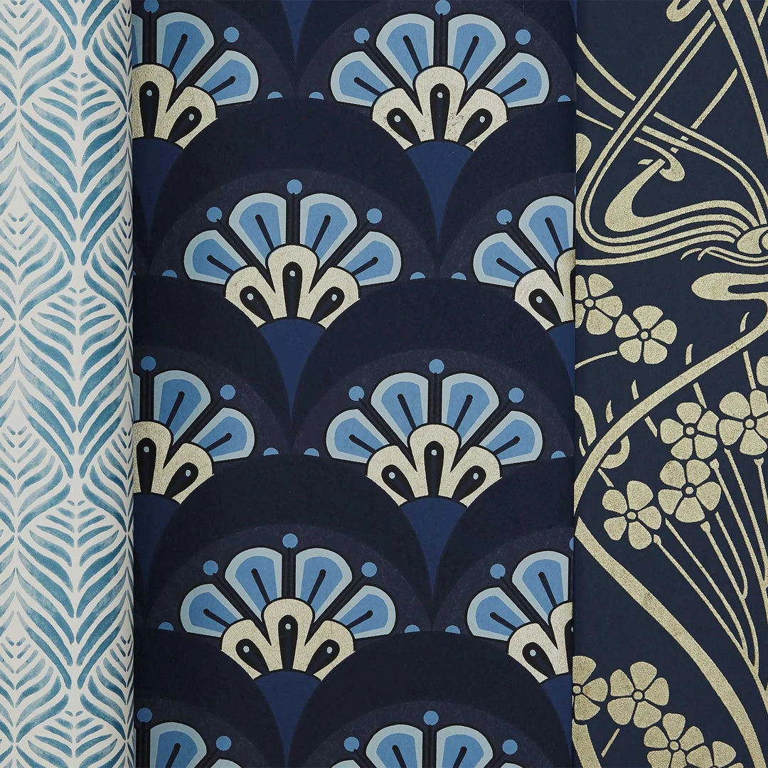 Liberty Fabrics Lanthe Mono Wallpaper in Lapis - Floral Block Print Wallpaper for Home Decor 7 Liberty Fabrics Lanthe Mono Wallpaper In Lapis New