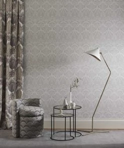 Liberty Fabrics Lanthe Mono Wallpaper In Pewter White New