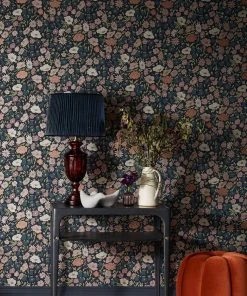 Liberty Fabrics Poppy Meadowfield Wallpaper In Pewter Blue