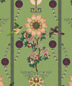 The Design Yard Lin Yuan Absinthe Green Wallpaper Rose & Thorn