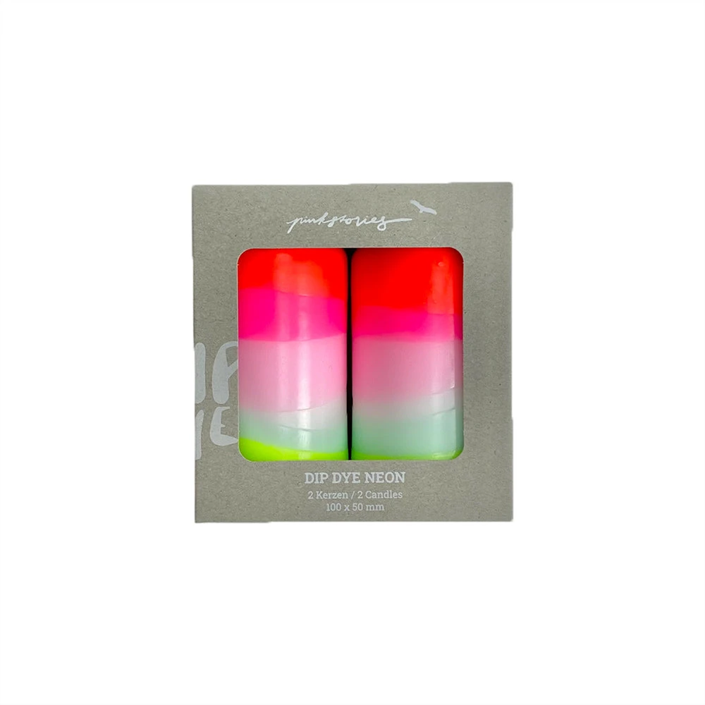 Pink Stories Memphis To Miami Neon Pillar Candles Pair - Lollipop Twins | Vibrant Home Decor & Gift 4 Pink Stories Memphis To Miami Neon Pillar Candles Pair - Lollipop Twins