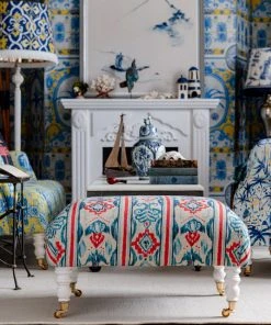 Mind The Gap Hudson Upholstered Stool In Sundance Fabrics