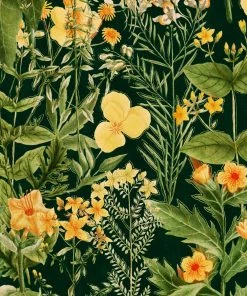 Mind The Gap Mimulus Anthracite Wallpaper