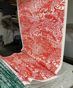 The Monkey Puzzle Tree 'All Tomorrow's Futures' Lobster Orange Linen By Alexis Snell