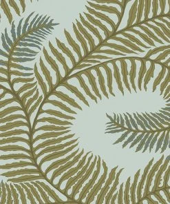 Josephine Munsey Les Jardins Royaux Bombe's Fernery Wallpaper In Teal & Orange
