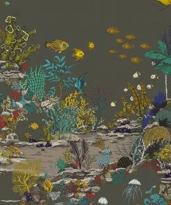 Josephine Munsey Underwater Jungle Wallpaper In Graphite