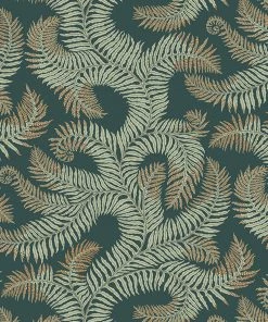 Josephine Munsey Les Jardins Royaux Bombe's Fernery Wallpaper In Teal & Orange