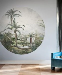 BN Wallpaper Circles Tropical Fern Painting Havana Tropicana