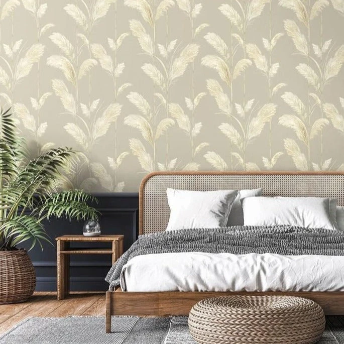 Brand Mckenzie Pampas Grass Wallpaper in Oatmeal - Bohemian Dream Nature & Animals Wallpaper 4 Brand Mckenzie Pampas Grass Wallpaper, Oatmeal