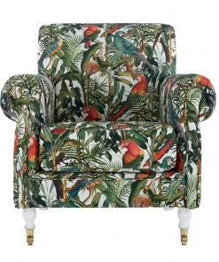 Mind The Gap Havana Tropicana Kingston Chair - Parrots Of Brazil Linen
