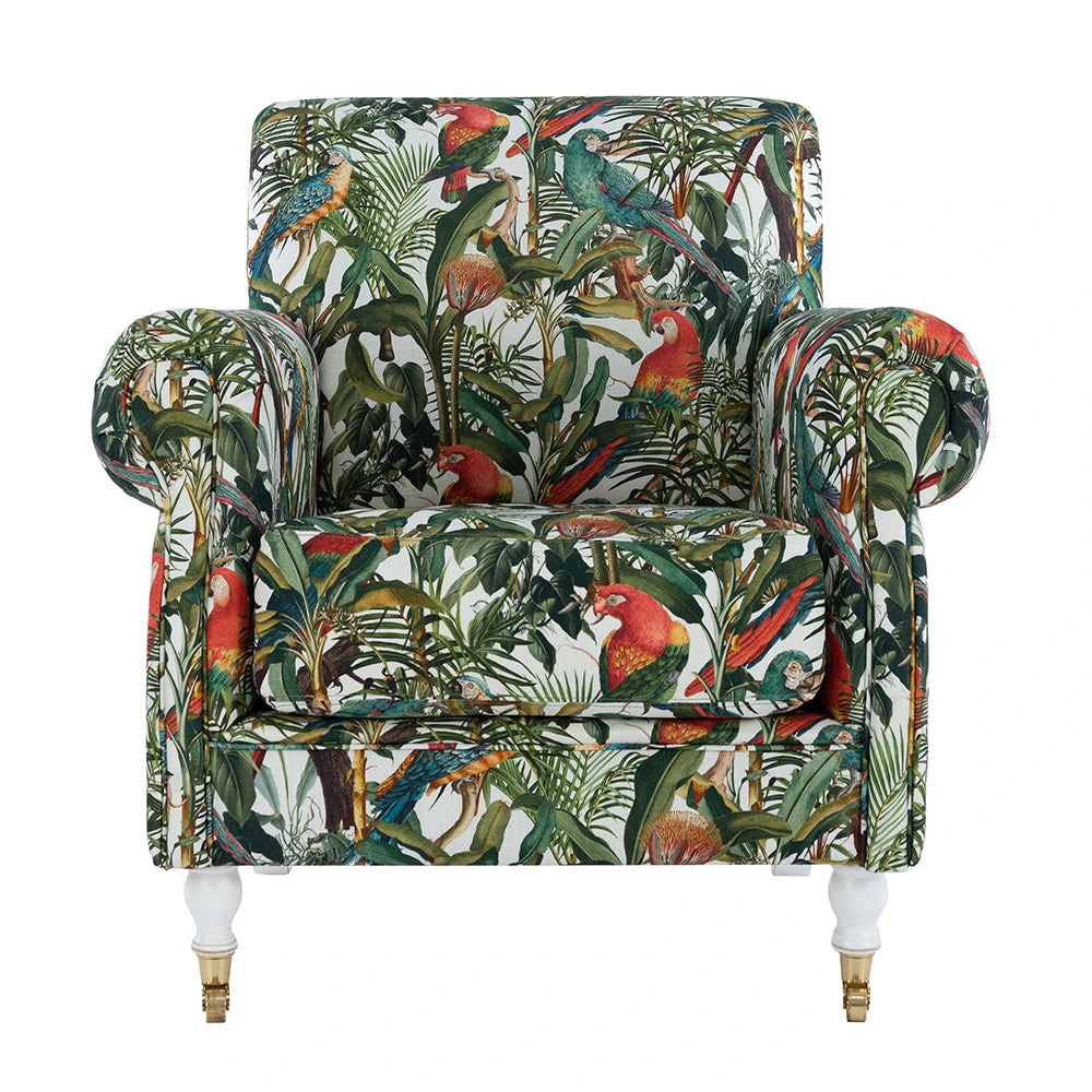 Mind The Gap Havana Tropicana Kingston Chair - Parrots Of Brazil Linen | Tropical Home Decor 3 Mind The Gap Havana Tropicana Kingston Chair - Parrots Of Brazil Linen