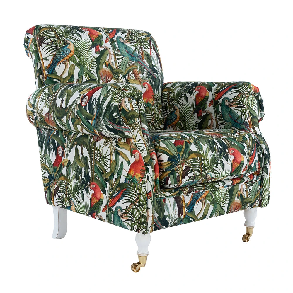 Mind The Gap Havana Tropicana Kingston Chair - Parrots Of Brazil Linen | Tropical Home Decor 4 Mind The Gap Havana Tropicana Kingston Chair - Parrots Of Brazil Linen