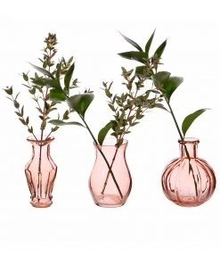 Sass & Belle Set Of 3 Pink Recycled Vases Small