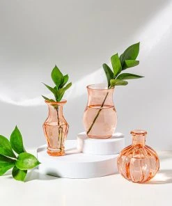 Sass & Belle Set Of 3 Pink Recycled Vases Small