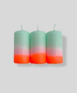 Pink Stories Neon Pillar Candles Trio - Sorbet