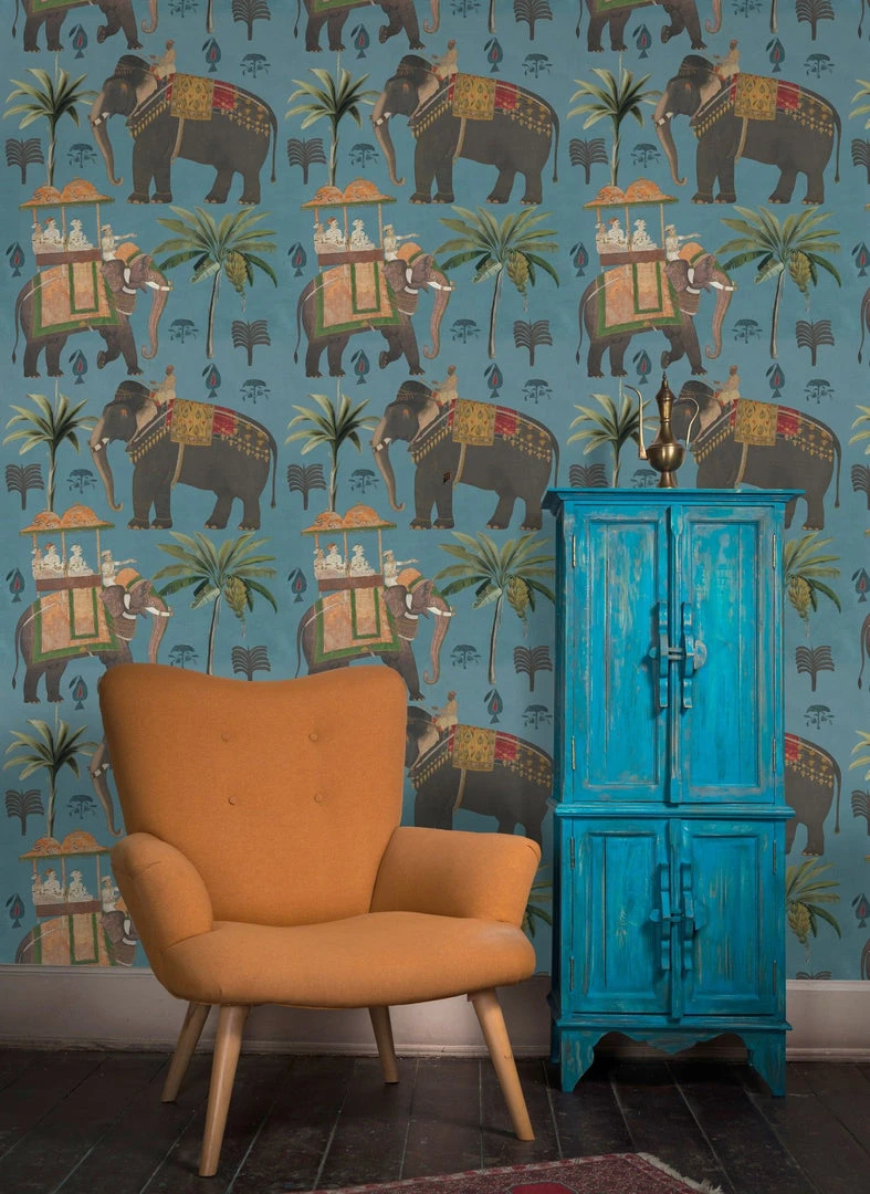 Mind The Gap The Procession Blue Wallpaper - Indigena Collection | Premium Homeware 4 Mind The Gap The Procession Blue Wallpaper