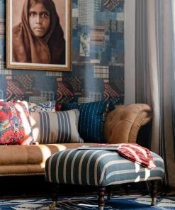 Mind The Gap New Hudson Upholstered Stool Oregon Stripes