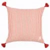 Mind The Gap Rhubarb Stripe Linen Cushion Blue Skies Ahead