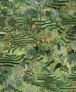 Brand Mckenzie Rice Terrace Wallpaper, Grass Green
