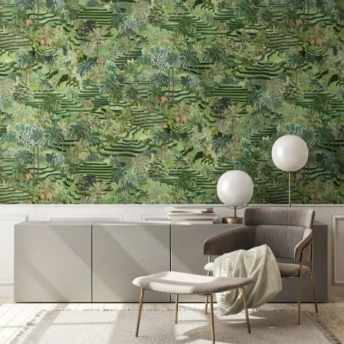 Brand Mckenzie Rice Terrace Wallpaper - Grass Green | Nature-Inspired Home Decor 4 Brand Mckenzie Rice Terrace Wallpaper, Grass Green