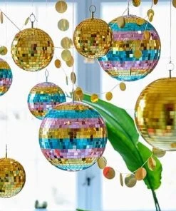 Rice DK Large Mirrored Disco Ball - Pink