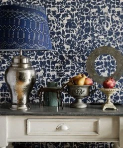 Mind The Gap Royal Hunting Navy Blue Wallpaper Les Jardins Royaux