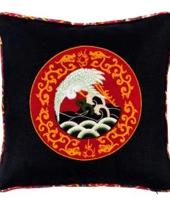 Mind The Gap Indigena Asian Crane / Uzbek Ikat Embroidered Cushion