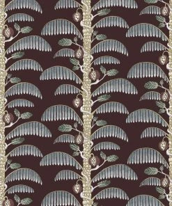 Josephine Munsey Rose & Thorn Palm Stripe Wallpaper In Spicer Brown
