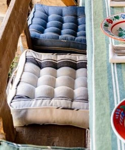 Mind The Gap Padded Cushions - Katalin Stripe Linen Bohemian Dream