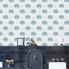 Annika Reed Studio Aphrodite Wallpaper - Shelly Blue | Block Printed & Repeat Wallpaper | Blue Skies Ahead Collection 1 Annika Reed Studio Aphrodite Wallpaper - Shelly Blue