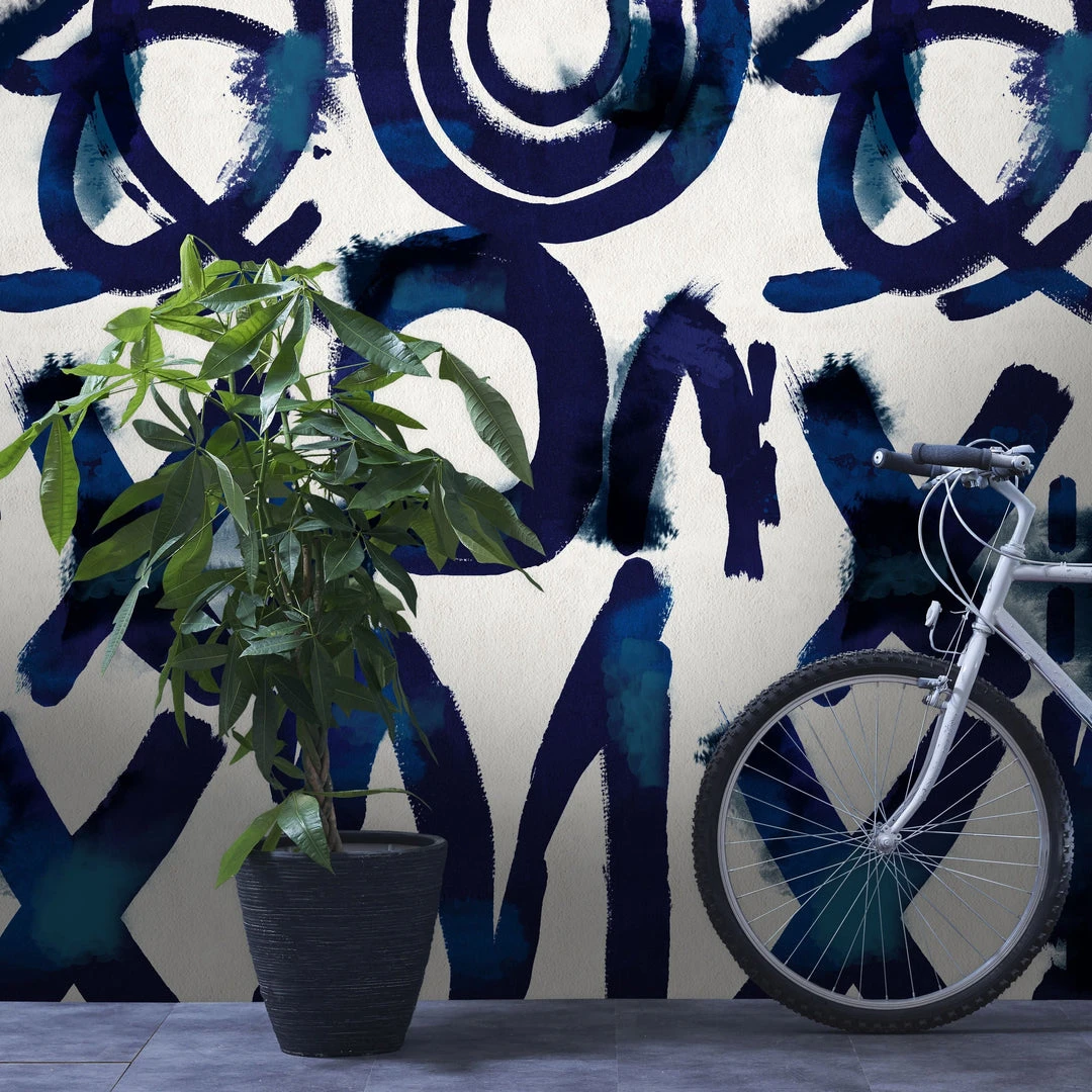 Mind The Gap Spontaneous Blue Abstract Wallpaper - Premium Printed Textured Wallpaper & Paint 4 Mind The Gap Spontaneous Blue Wallpaper Wallpaper & Paint