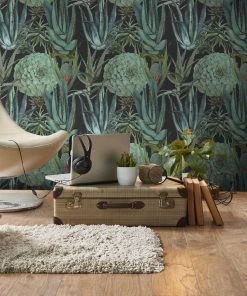 Mind The Gap Havana Tropicana Succulentus Anthracite Wallpaper