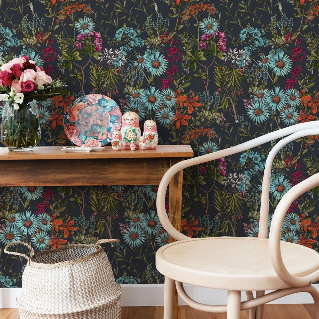 Mind The Gap Folk Couture Summerish Taupe Wallpaper - Floral Design for Home Decor 6 Mind The Gap Folk Couture Summerish Taupe Wallpaper