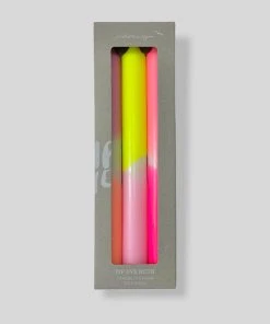 Pink Stories Memphis To Miami Neon Taper Candles Summer Breeze - Set Of 3